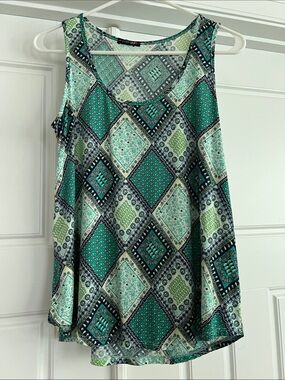 Papermoon Teal & Mint Patchwork Print Tank Top